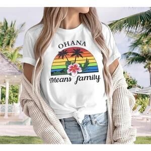 Ohana Means Family T Shirt Sixe XL White